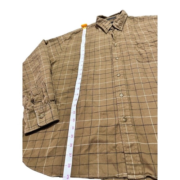 Lands End Shirt Mens XXL Tall Brown Check Long Sleeve Button Down - Picture 3 of 7
